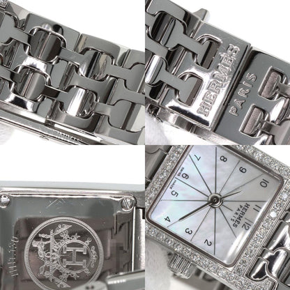 HERMES エルメス HH1.130 Hウォッチ ミニ ダイヤモンド 腕時計 SS レディース 中古