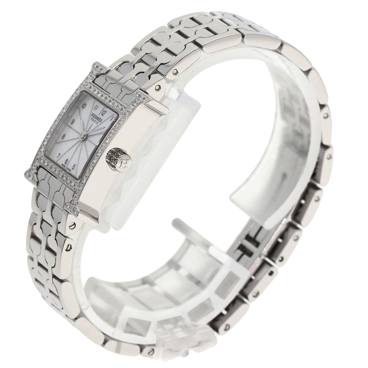 HERMES エルメス HH1.130 Hウォッチ ミニ ダイヤモンド 腕時計 SS レディース 中古