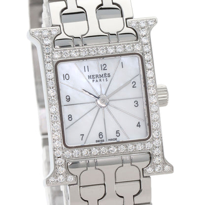 HERMES エルメス HH1.130 Hウォッチ ミニ ダイヤモンド 腕時計 SS レディース 中古