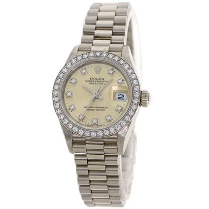 ROLEX ロレックス 69139G デイトジャスト 10P ダイヤモンド 腕時計 K18WG レディース 中古
