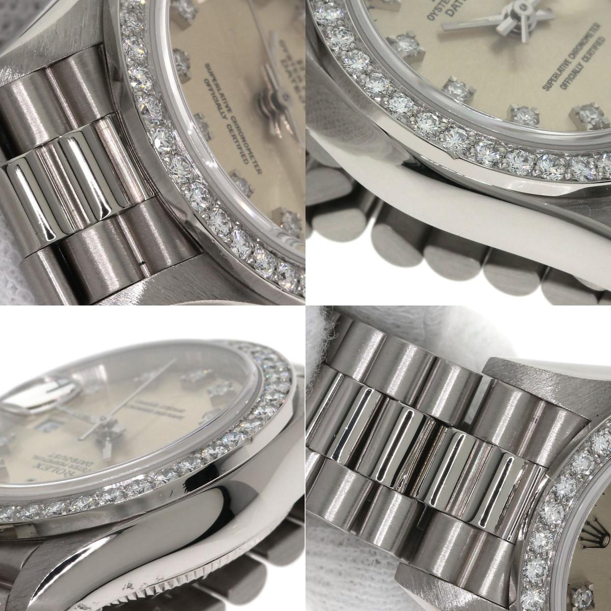 ROLEX ロレックス 69139G デイトジャスト 10P ダイヤモンド 腕時計 K18WG レディース 中古