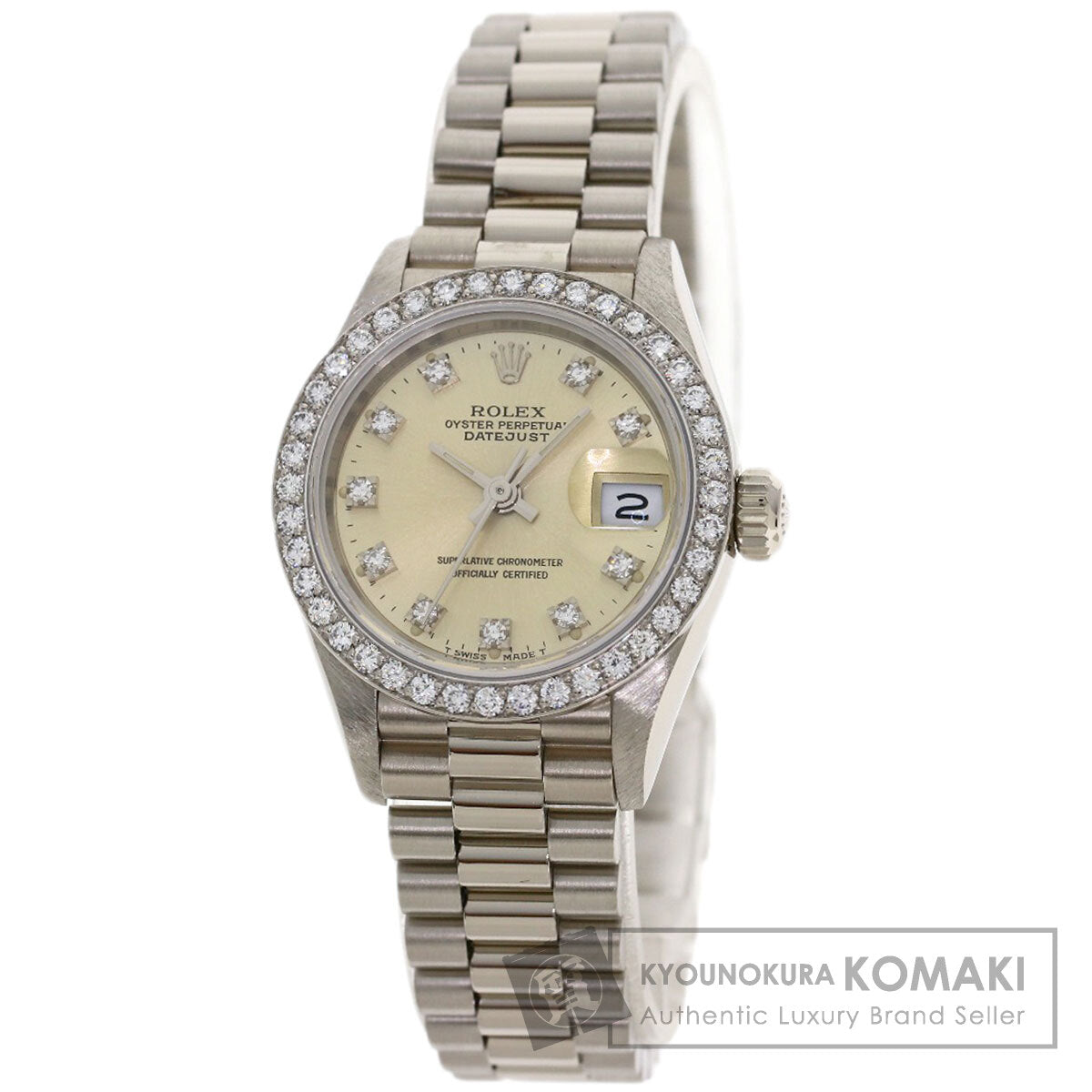 ROLEX ロレックス 69139G デイトジャスト 10P ダイヤモンド 腕時計 K18WG レディース 中古