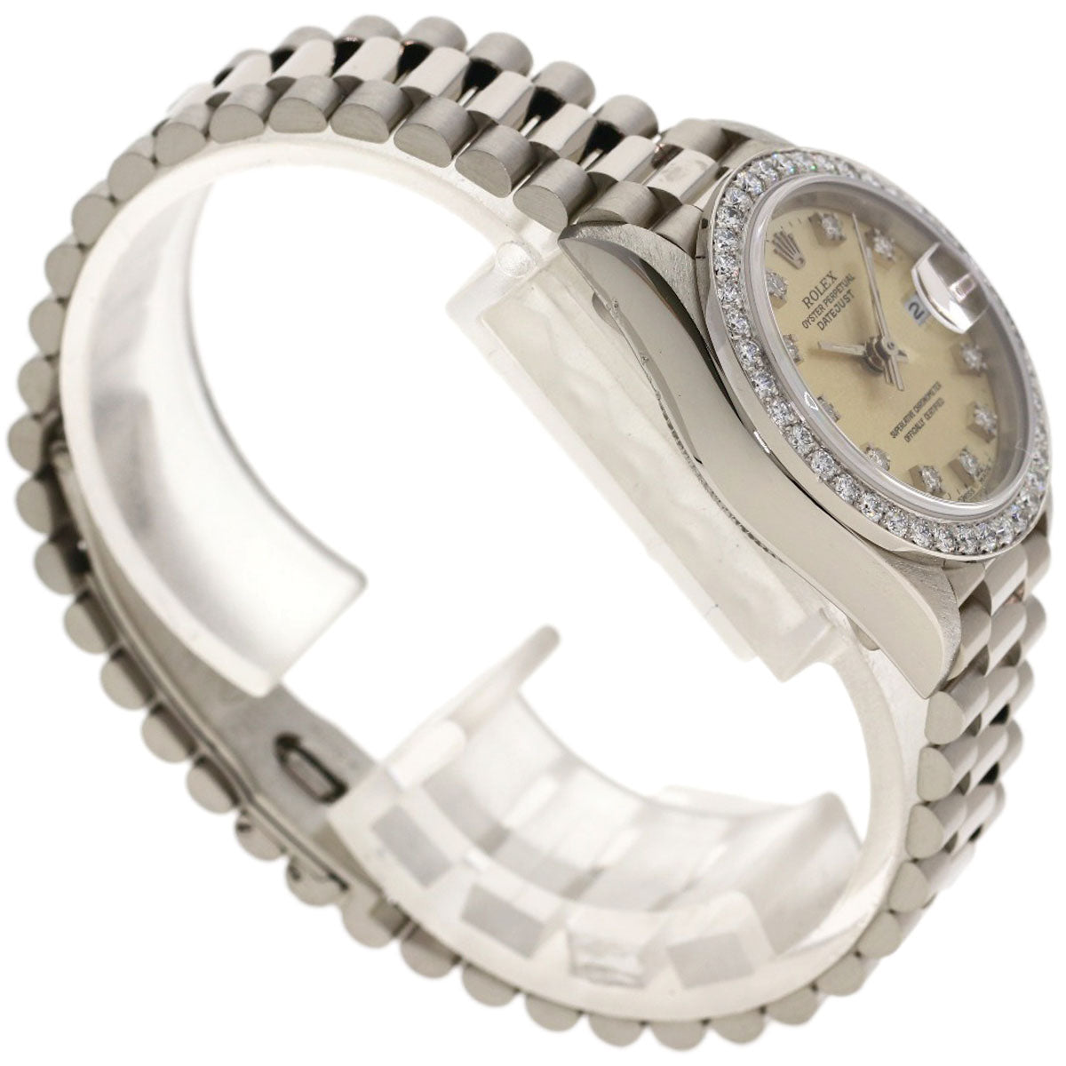 ROLEX ロレックス 69139G デイトジャスト 10P ダイヤモンド 腕時計 K18WG レディース 中古