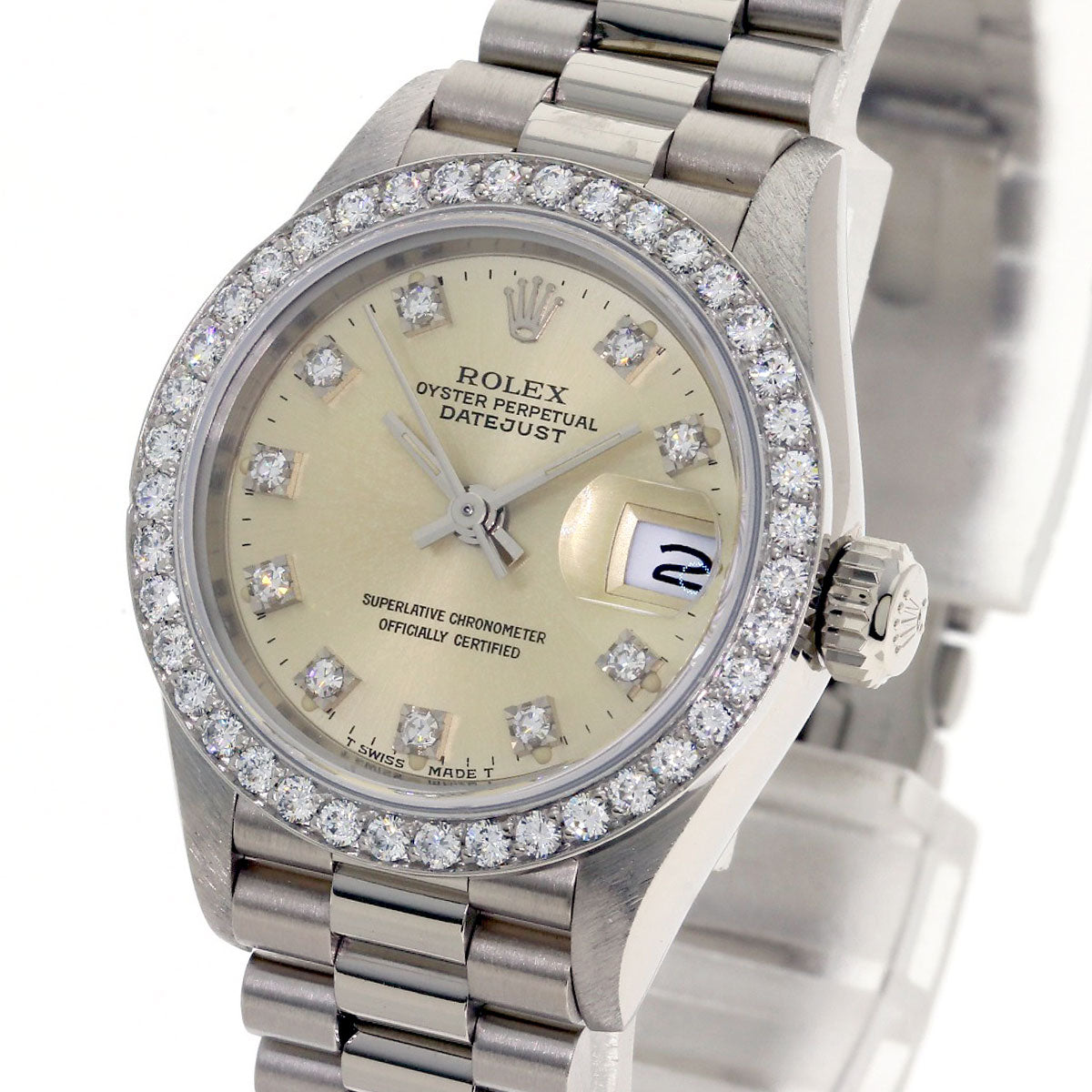 ROLEX ロレックス 69139G デイトジャスト 10P ダイヤモンド 腕時計 K18WG レディース 中古
