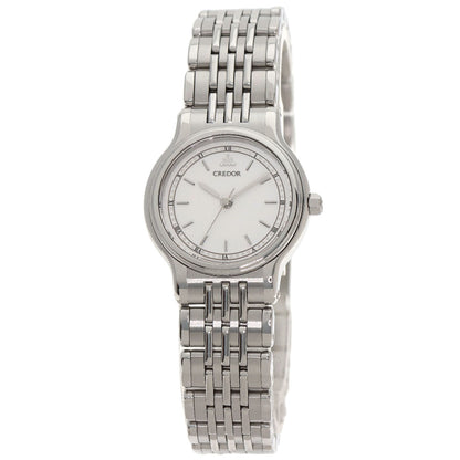 SEIKO セイコー 7371-0090 クレドール ラウンドフェイス 腕時計 SS レディース 中古
