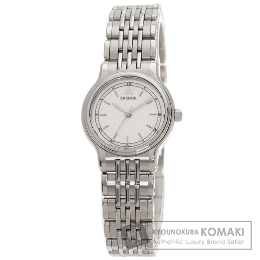 SEIKO セイコー 7371-0090 クレドール ラウンドフェイス 腕時計 SS レディース 中古