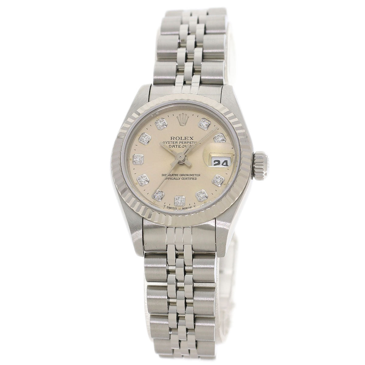 ROLEX ロレックス 69174G デイトジャスト 10P ダイヤモンド 腕時計 SS レディース 中古