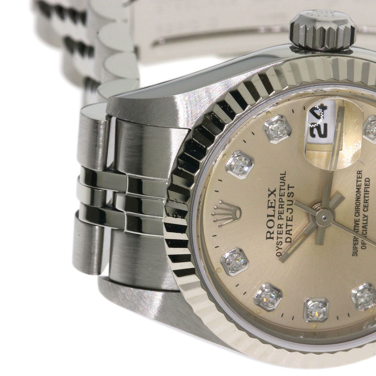 ROLEX ロレックス 69174G デイトジャスト 10P ダイヤモンド 腕時計 SS レディース 中古