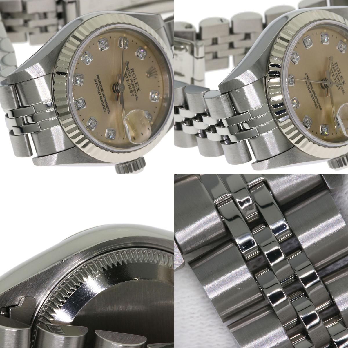 ROLEX ロレックス 69174G デイトジャスト 10P ダイヤモンド 腕時計 SS レディース 中古