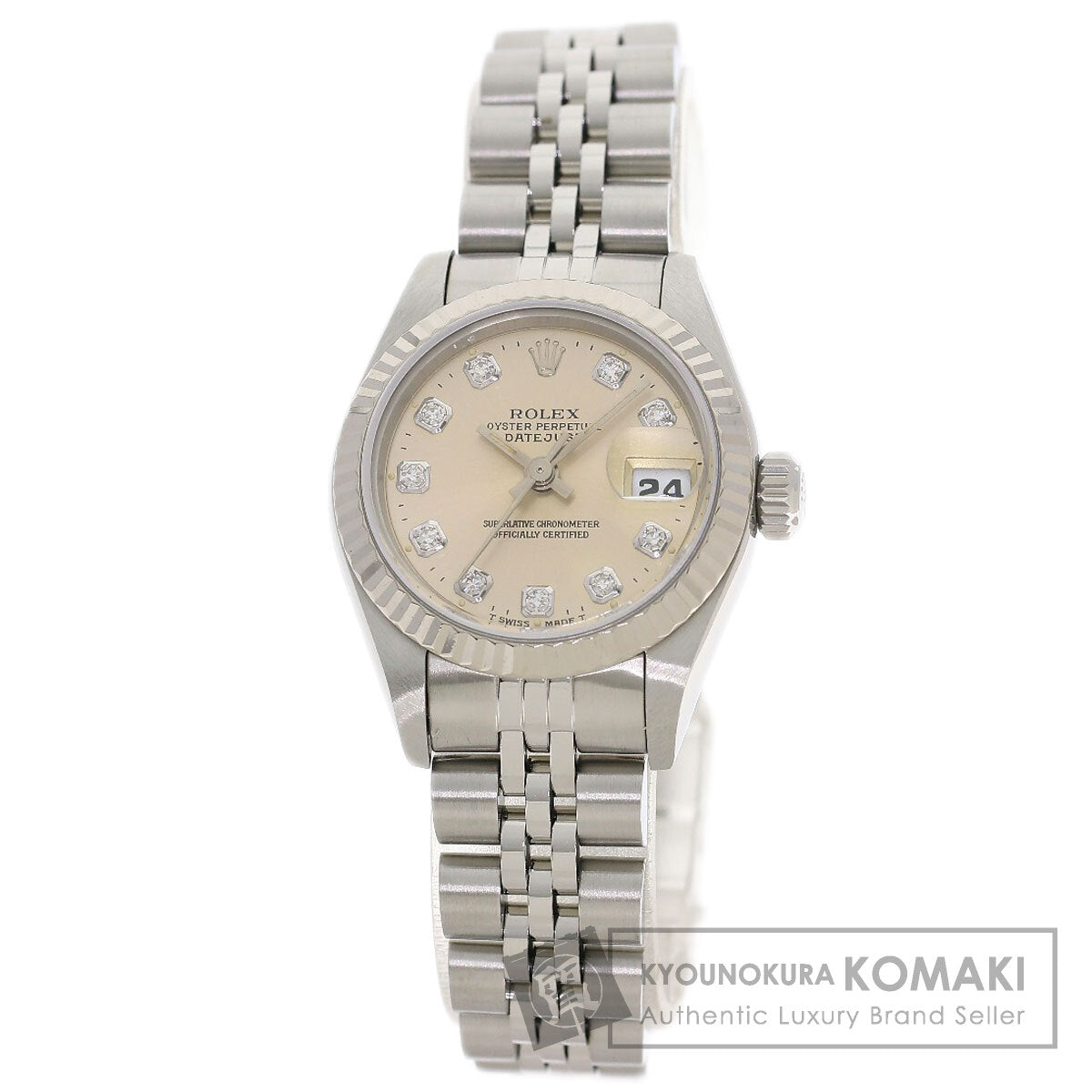 ROLEX ロレックス 69174G デイトジャスト 10P ダイヤモンド 腕時計 SS レディース 中古