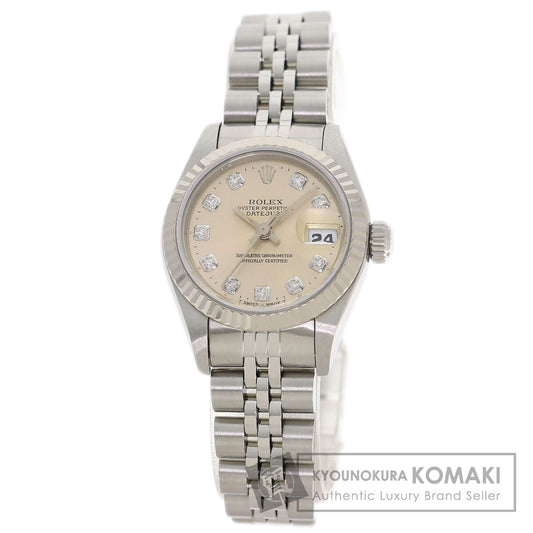 ROLEX ロレックス 69174G デイトジャスト 10P ダイヤモンド 腕時計 SS レディース 中古