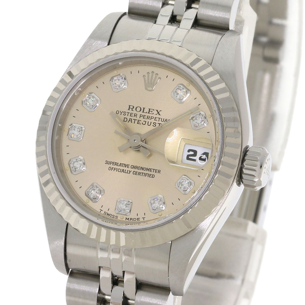 ROLEX ロレックス 69174G デイトジャスト 10P ダイヤモンド 腕時計 SS レディース 中古