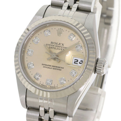 ROLEX ロレックス 69174G デイトジャスト 10P ダイヤモンド 腕時計 SS レディース 中古