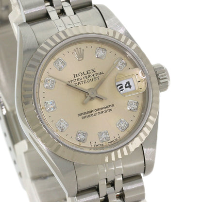 ROLEX ロレックス 69174G デイトジャスト 10P ダイヤモンド 腕時計 SS レディース 中古