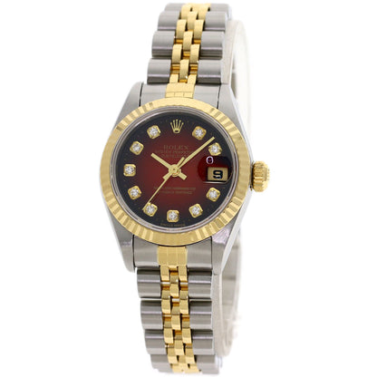 ROLEX ロレックス 69173G デイトジャスト 10P ダイヤモンド チェリーグラデーション 腕時計 SS レディース 中古