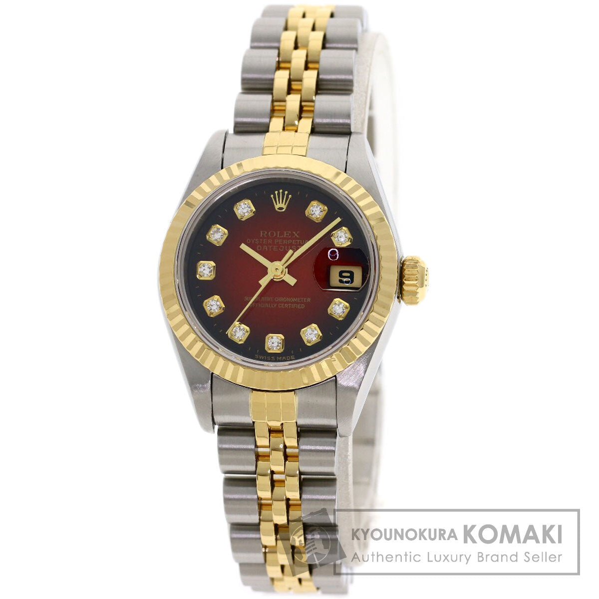 ROLEX ロレックス 69173G デイトジャスト 10P ダイヤモンド チェリーグラデーション 腕時計 SS レディース 中古