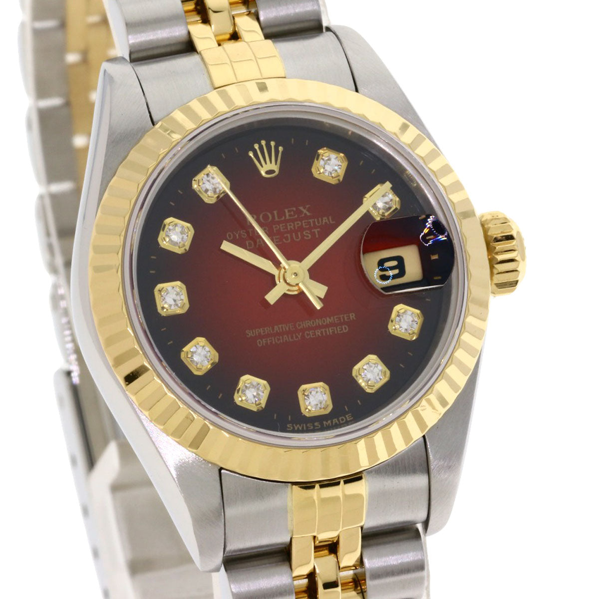 ROLEX ロレックス 69173G デイトジャスト 10P ダイヤモンド チェリーグラデーション 腕時計 SS レディース 中古