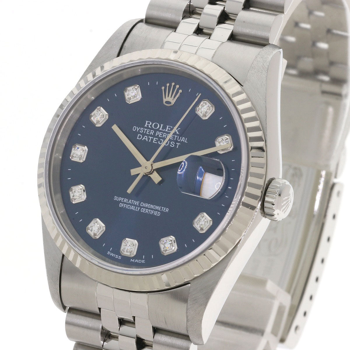 ROLEX ロレックス 16234G デイトジャスト 10P ダイヤモンド 腕時計 SS メンズ 中古