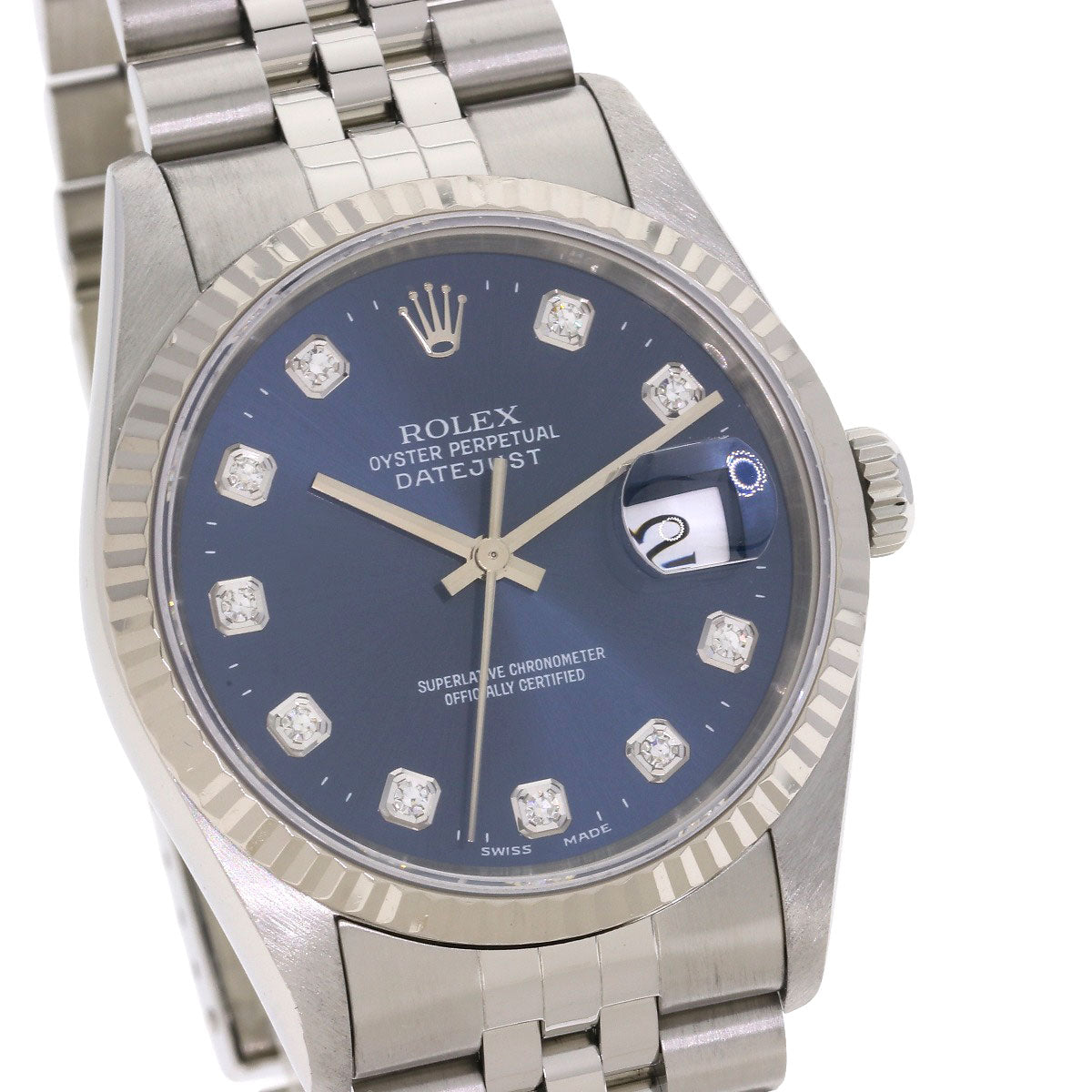 ROLEX ロレックス 16234G デイトジャスト 10P ダイヤモンド 腕時計 SS メンズ 中古