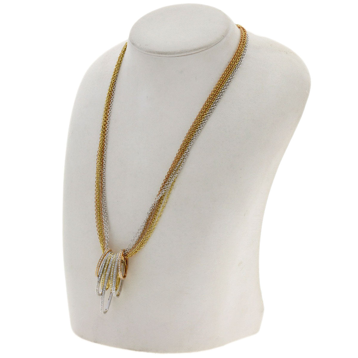 SELECT JEWELRY セレクトジュエリー スリーカラー ダイヤモンド ネックレス K18YG レディース 中古