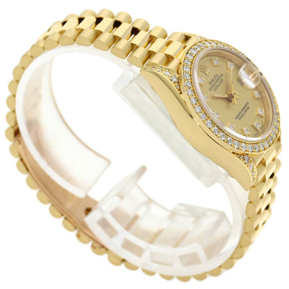 ROLEX ロレックス 69158G デイトジャスト ベゼル ダイヤモンド 腕時計 K18YG レディース 中古