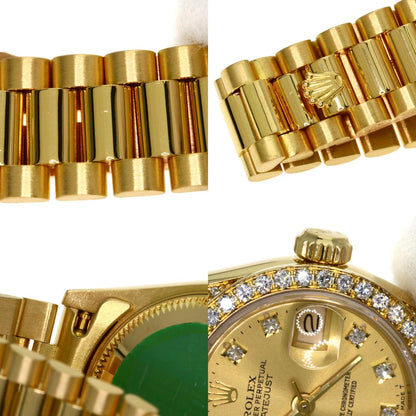 ROLEX ロレックス 69158G デイトジャスト ベゼル ダイヤモンド 腕時計 K18YG レディース 中古