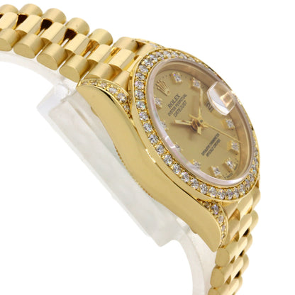 ROLEX ロレックス 69158G デイトジャスト ベゼル ダイヤモンド 腕時計 K18YG レディース 中古