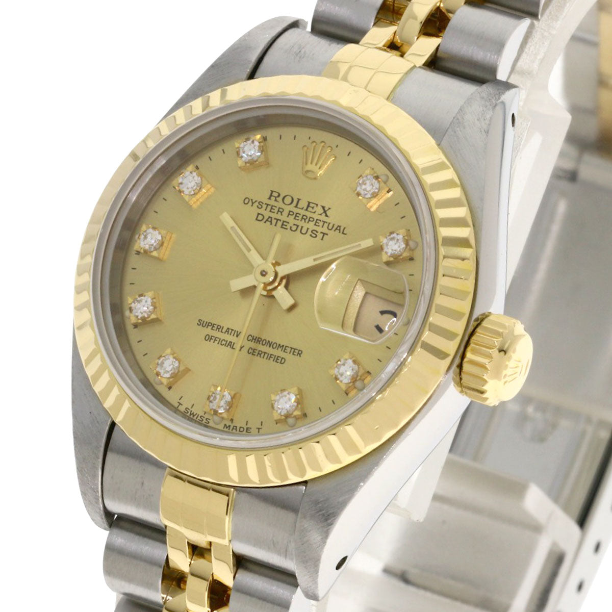 ROLEX ロレックス 69173G デイトジャスト 10P ダイヤモンド 腕時計 SS レディース 中古