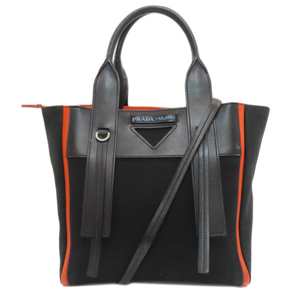 PRADA プラダ ウーヴェルチュール ハンドバッグ キャンバス レディース 中古