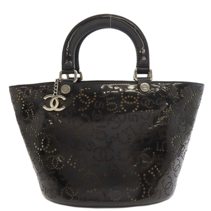 CHANEL シャネル パンチング ココマーク シルバー金具 ハンドバッグ エナメル レディース 中古