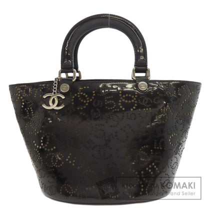 CHANEL シャネル パンチング ココマーク シルバー金具 ハンドバッグ エナメル レディース 中古
