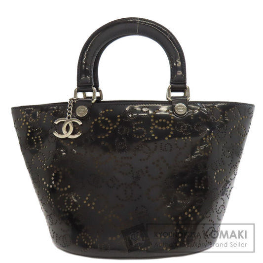CHANEL シャネル パンチング ココマーク シルバー金具 ハンドバッグ エナメル レディース 中古
