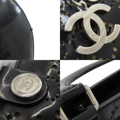 CHANEL シャネル パンチング ココマーク シルバー金具 ハンドバッグ エナメル レディース 中古