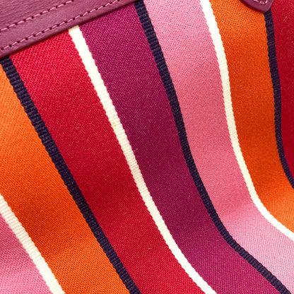 Longchamp ロンシャン ストライプ トートバッグ キャンバス レディース 中古