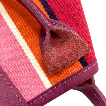 Longchamp ロンシャン ストライプ トートバッグ キャンバス レディース 中古