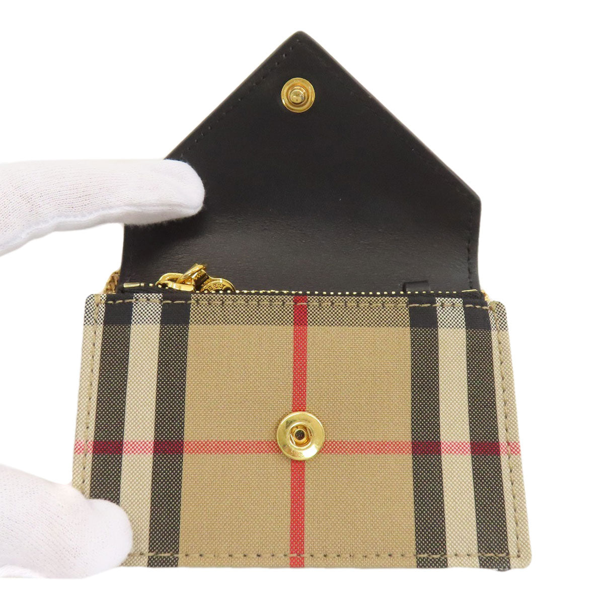 BURBERRY バーバリー チェーンウォレット バーバリーチェック コインケース ナイロン レディース 中古