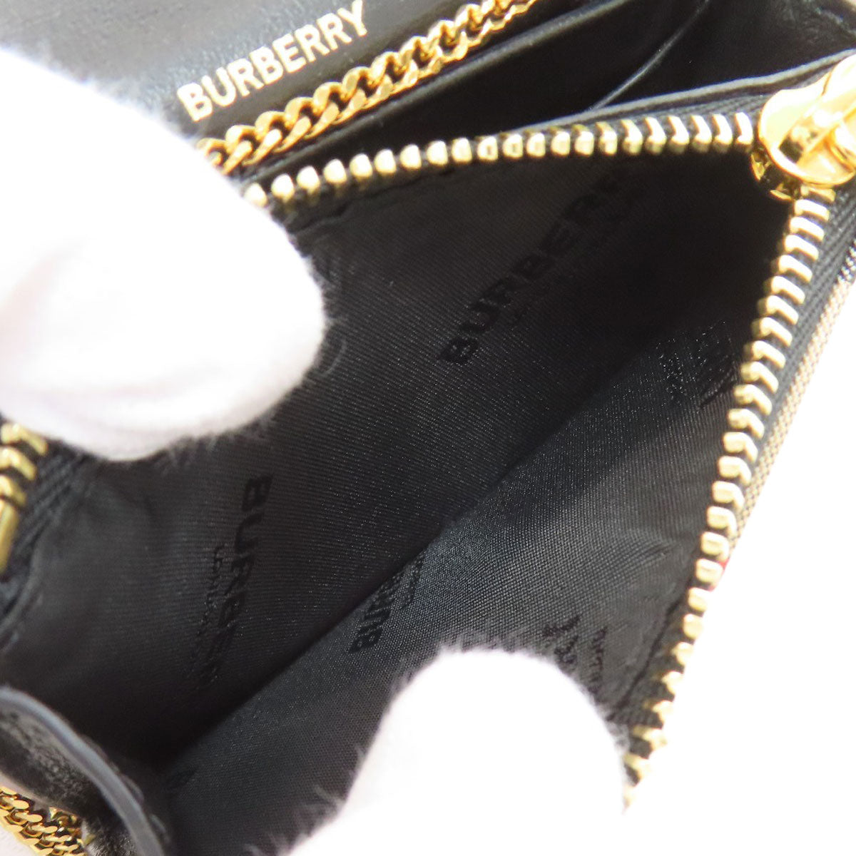 BURBERRY バーバリー チェーンウォレット バーバリーチェック コインケース ナイロン レディース 中古