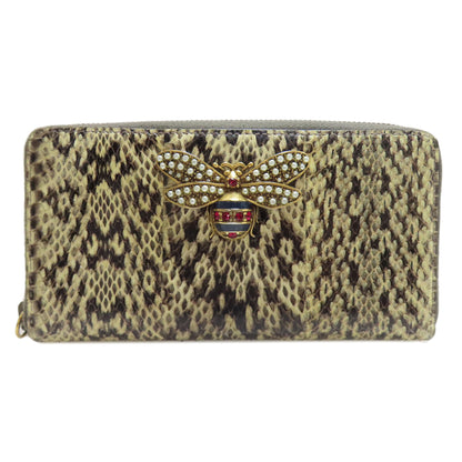 GUCCI グッチ 476069 クイーンマーガレット　ビー 長財布（小銭入れあり） パイソン レディース 中古