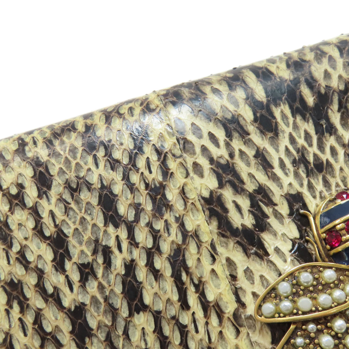 GUCCI グッチ 476069 クイーンマーガレット　ビー 長財布（小銭入れあり） パイソン レディース 中古