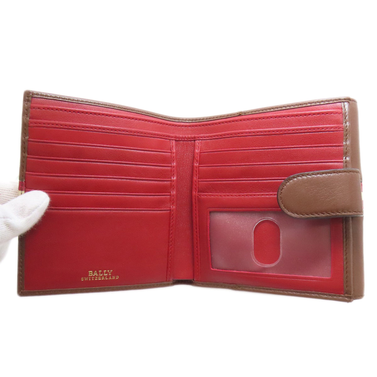 BALLY バリー バリーストライプ 二つ折り財布（小銭入れあり） レザー レディース 中古