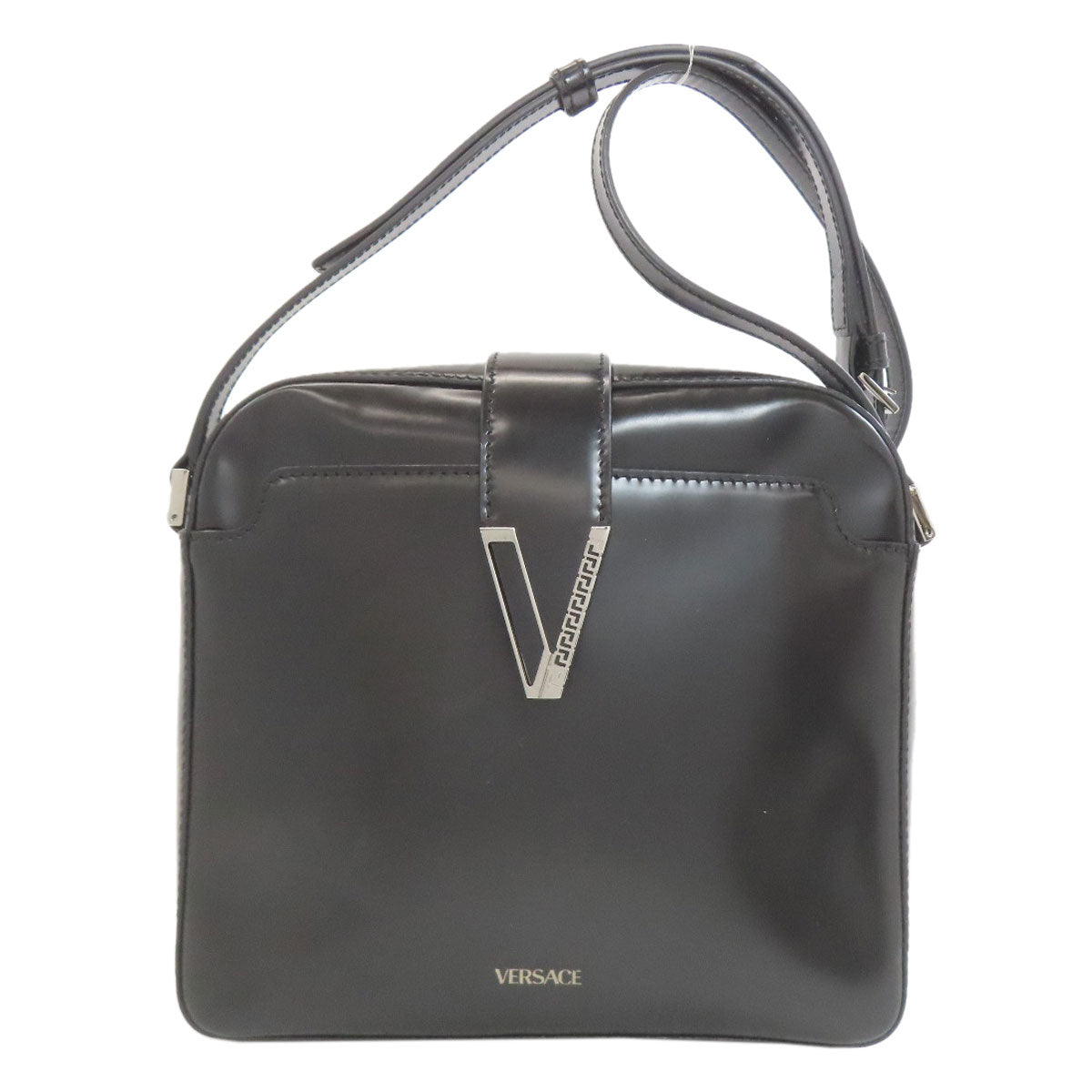 VERSACE ヴェルサーチ ロゴ ショルダーバッグ レザー レディース 中古