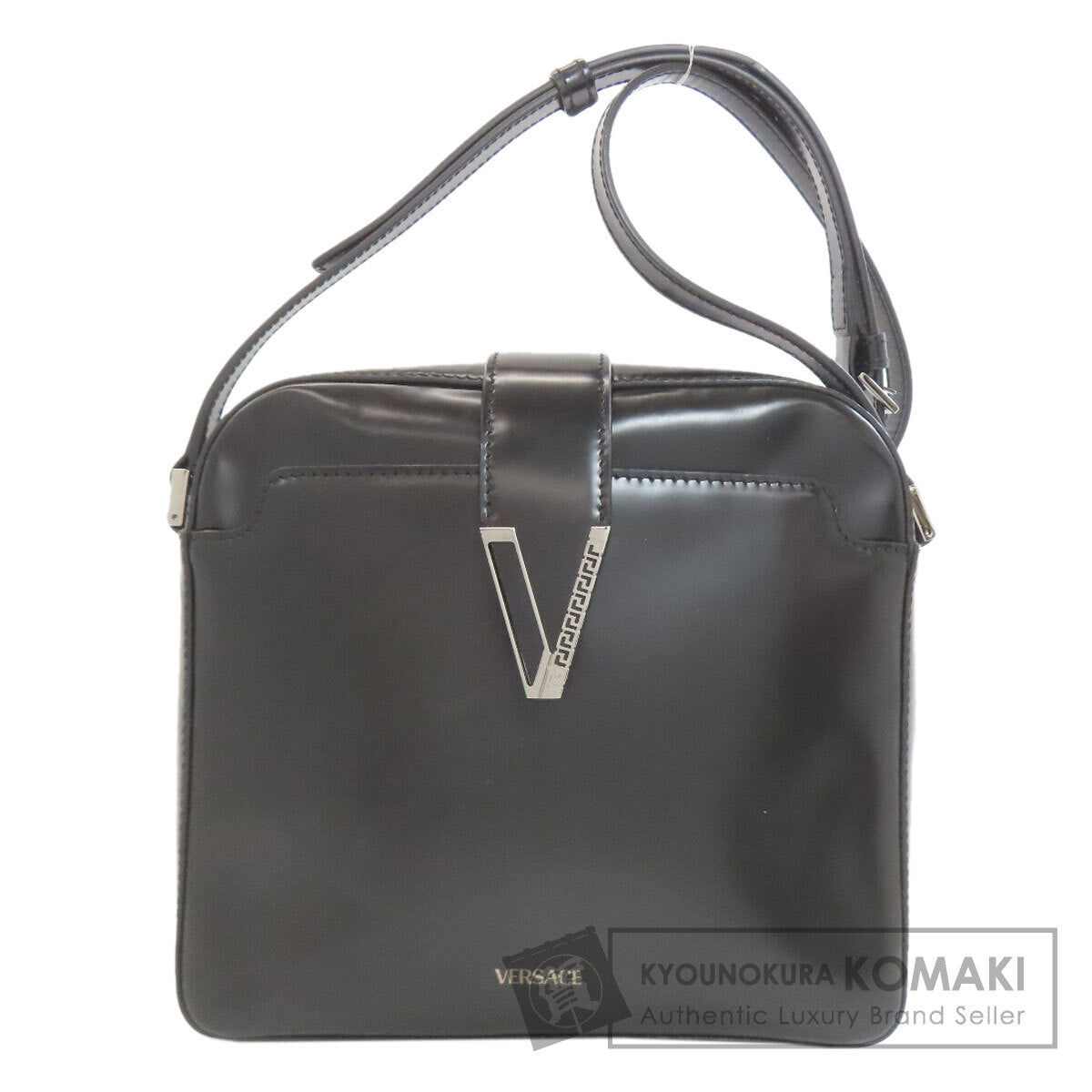 VERSACE ヴェルサーチ ロゴ ショルダーバッグ レザー レディース 中古