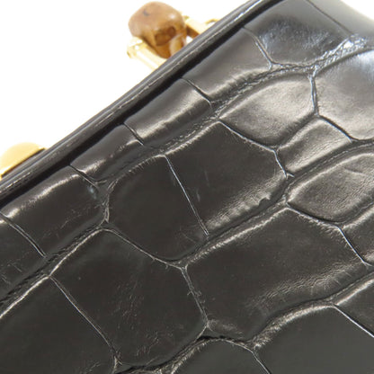 GUCCI グッチ 616436 バンブー インターロッキングG 2WAY ハンドバッグ クロコダイル レディース 中古