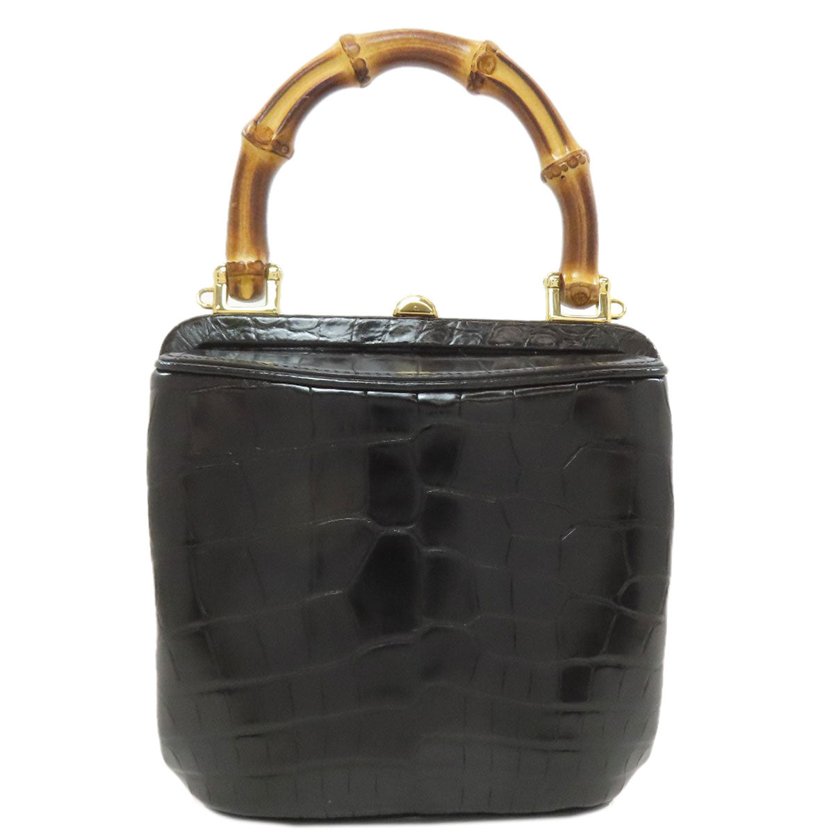 GUCCI グッチ 616436 バンブー インターロッキングG 2WAY ハンドバッグ クロコダイル レディース 中古