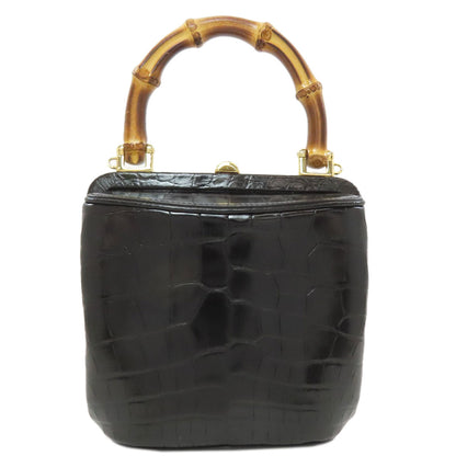 GUCCI グッチ 616436 バンブー インターロッキングG 2WAY ハンドバッグ クロコダイル レディース 中古