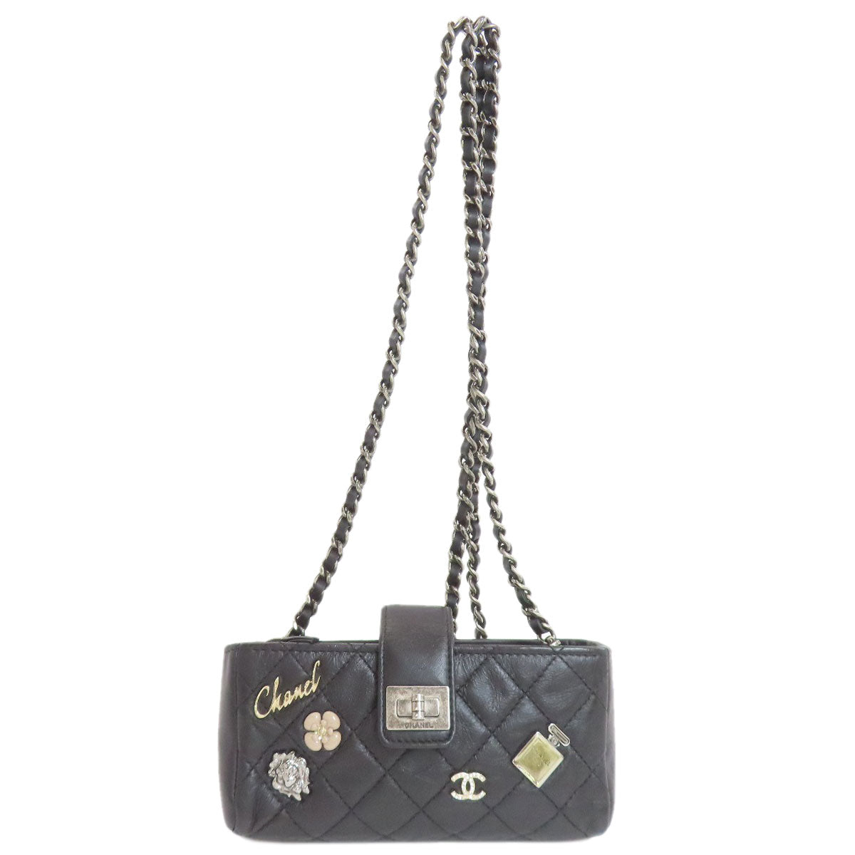 CHANEL シャネル ミニチェーンショルダー マトラッセ シルバー金具 ショルダーバッグ ラムスキン レディース 中古