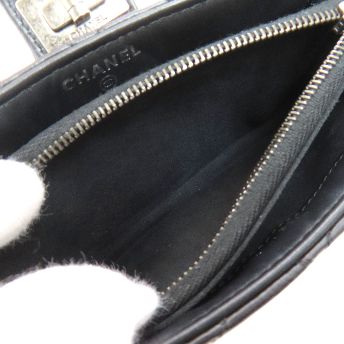CHANEL シャネル ミニチェーンショルダー マトラッセ シルバー金具 ショルダーバッグ ラムスキン レディース 中古