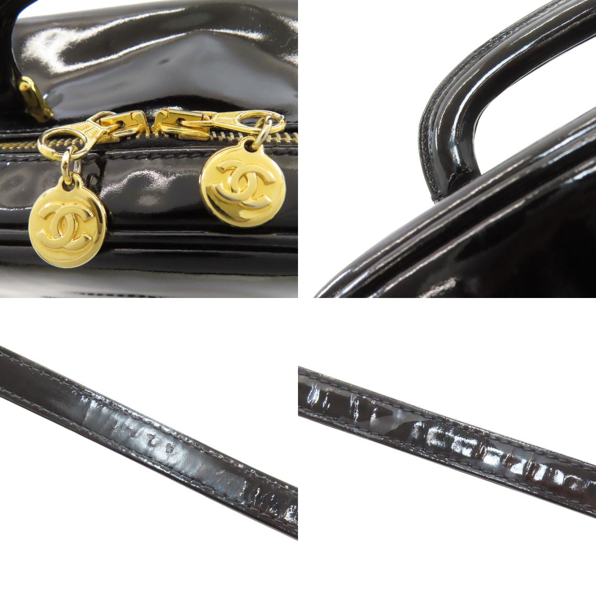 CHANEL シャネル バニティ ココマーク ゴールド金具 2WAY ハンドバッグ パテントレザー レディース 中古