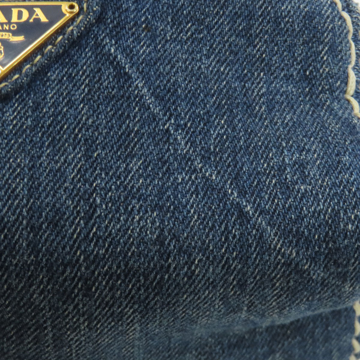 PRADA プラダ ロゴ金具 化粧ポーチ デニム レディース 中古