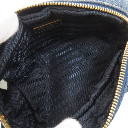 PRADA プラダ ロゴ金具 化粧ポーチ デニム レディース 中古